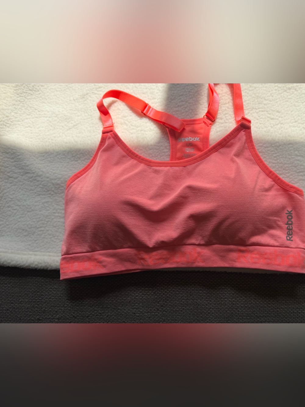 Reebok Coral Pink Adjustable-Strap Sports Bra
